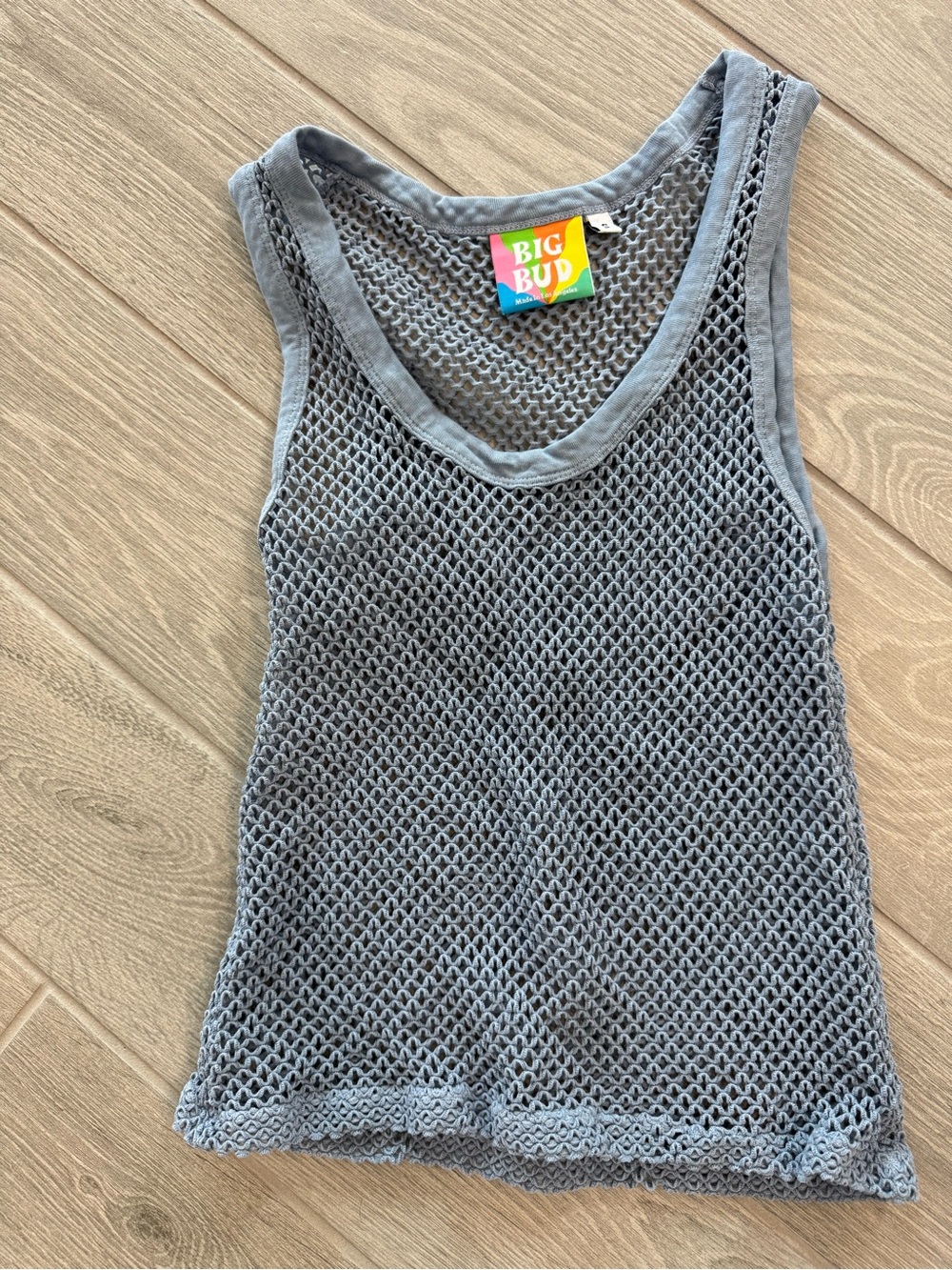 BIG BUD PRESS 100% Cotton Mesh Tank Top Light Blue Size Small VGUC